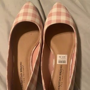 Pink and white plaid shoes